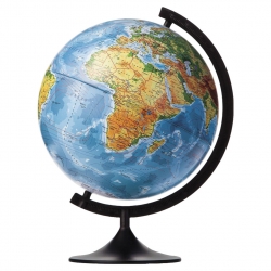 Глобус Земли "Классик" - Физический, 21 см, черная подставка К012100007 Артикул: К012100007. 