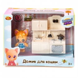 Игровой набор ABtoys Уютный дом Домик для кошки малый. Кухня (гарнитур и другие игровые предметы) Артикул: PT-01305. 