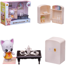 Игровой набор ABtoys Уютный дом Домик для кошки малый. Кухня (холодильник и другие игровые предметы) Артикул: PT-01309. 