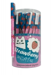 Ручка шариковая CENTRUM Happy cat розовая 0.7мм цвет чернил синий Артикул: 83995. 