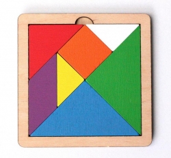 Игра головоломка деревянная Танграм (цветная, малая) Артикул: 00786ДК. 