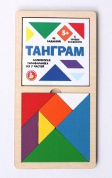 Игра головоломка деревянная Танграм (цветная, большая) Артикул: 00788ДК. 
