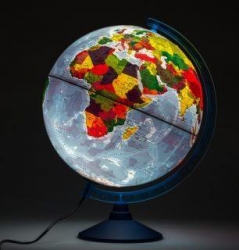 Глобус Земли физико-политический рельефный с подсветкой, D-250 мм Артикул: 0. 