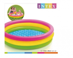 Бассейн надувной детский INTEX "Sunset Glow Pool" (Радужный), 114x25 см, от 2х лет, с надувным дном Артикул: И57412. 