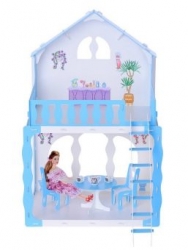Домик для кукол "Дом Mарина" с мебелью, бело-голубой Артикул: 266. 