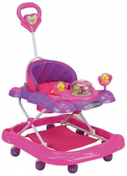 Ходунки детские Bright (розовый), свет, звук, ручка для родителей, силиконовые колеса с фиксацией, столик с музыкальной каруселькой Артикул: zxl19110601-31B. 