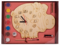 Набор для творчества Нескучные игры Часы Поросенок с циферблатом под роспись с красками Артикул: 8029. 