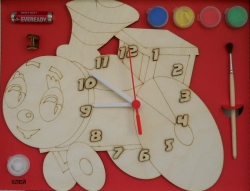 Набор для творчества Нескучные игры Часы Паровозик с циферблатом под роспись, с красками Артикул: ДНИ114. 