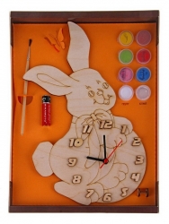 Набор для творчества Нескучные игры Часы Зайка с циферблатом под роспись, с красками Артикул: ДНИ117. 