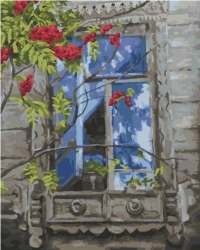 Картина по номерам  Рябина под окном 40 х 50 Артикул: Рх-055. 