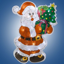 н.г.эл.гирл.-панно блестящ.Дед Мороз с ёлкой 0.46х 0.35м, 30л.LED,бел.кабель 1.5м до розетки Артикул: Е96356. 