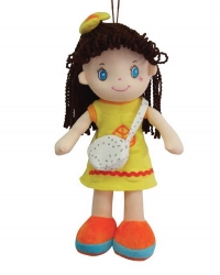 Кукла ABtoys Мягкое сердце, брюнетка в желтом платье, мягконабивная, 20 см Артикул: M6017. 