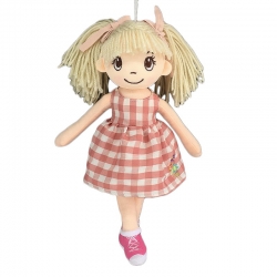 Кукла ABtoys Мягкое сердце, мягконабивная в клетчатом платье, 30 см Артикул: M6045. 