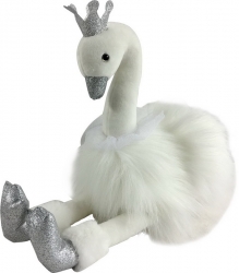 Лебедь белый с серебряными лапками и клювом, 15 см игрушка мягкая Артикул: M089. 