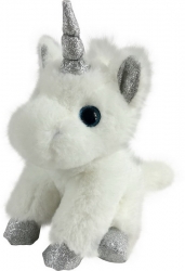 Единорог белый с серебром 15 см игрушка мягкая Артикул: M096. 
