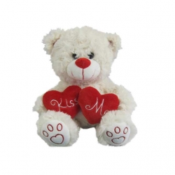 Медведь белый с сердцем "Kiss me", 18см игрушка мягкая Артикул: M5068. 