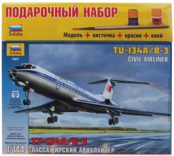 Подарочный набор "Пассажирский авиалайнер Ту-134А/Б-3", 1:144 Артикул: 7007П. 