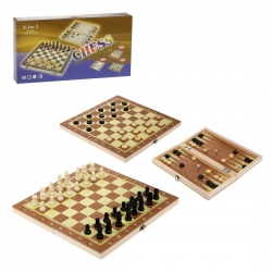 Игра настольная 3в1 Шахматы, шашки-нарды, кости Артикул: 115054623. 